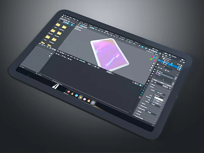 Professional Electronic Tablet Running Design Software With Editing Tools And Color Palette 3d model