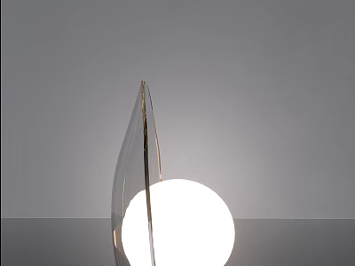 Modern Sleek Table Lamp With Curved Metallic Frame And White Globe Shade 3d model