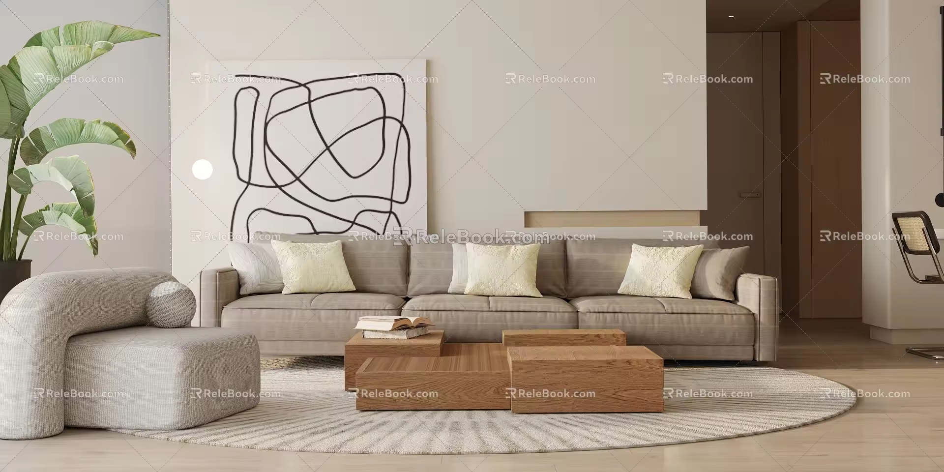 Modern sofa coffee table combination 3d model