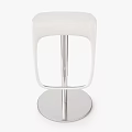 Modern White Bar Stool With Sleek Metal Frame And Round Base Design 3d model