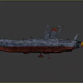 Futuristic Sci Fi Spaceship 3D Model With Gray Body Red Bottom And Yellow Front
