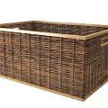 Practical Wicker Storage Basket With Wooden Frame And Handles For Household Essentials