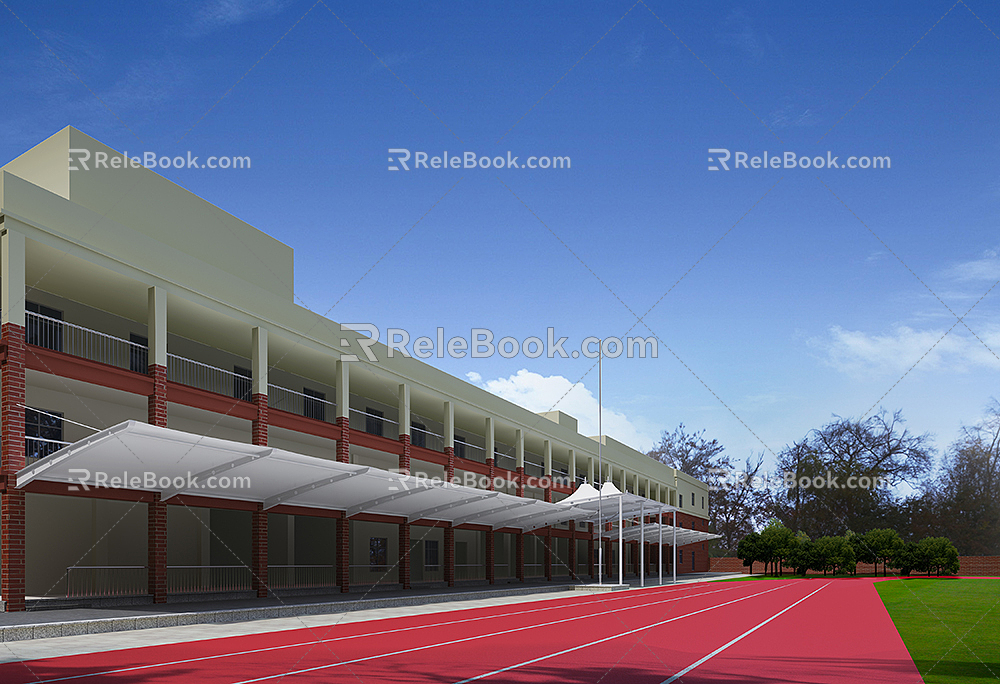 Modern tensioned film school sports field membrane structure canopy 3d model