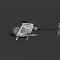 3D Model Of White Helicopter With Black Rotors And Missile On Gray Background