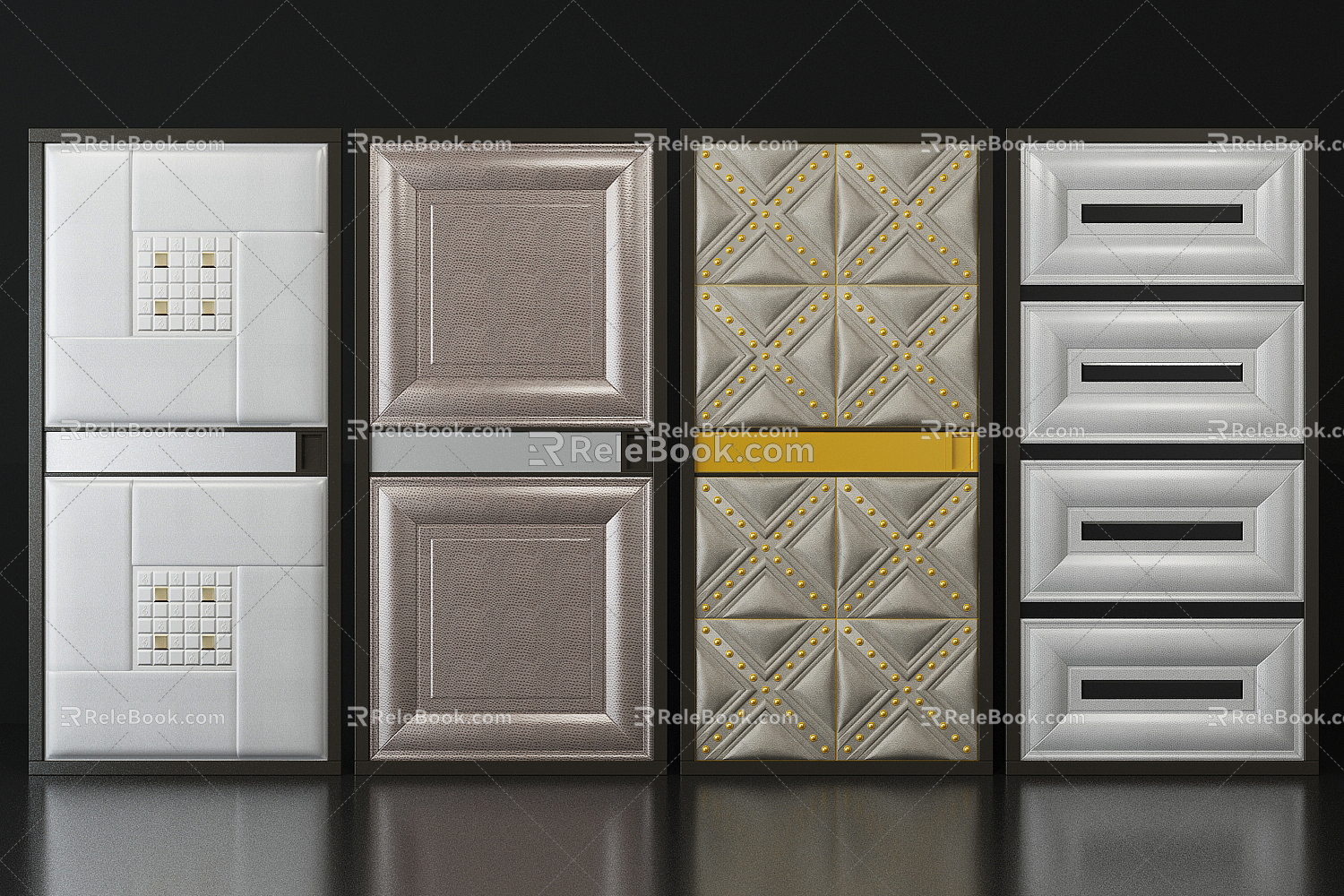 Post-modern soft bag soft bag sliding door 3d model