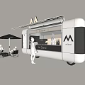 Modern M Stand Mobile Food Truck With Outdoor Seating And Umbrella