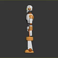 Silver And Orange Robot With Yellow Chest Pattern Glowing Eyes And Articulated Joints