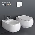 Modern Bathroom With White Wall Mounted Toilet And Ceramic Sink Fixture