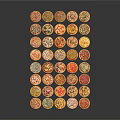 Colorful Various Topped Pizzas Arranged In Creative Pattern On Dark Background