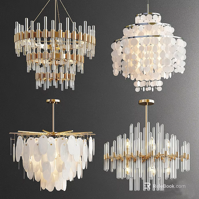 Modern Unique Design Chandeliers With Crystal Drops And Metal Frames For Interior Decor 3d model 