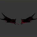 Mythical Fantasy Creature With Red Purple Sharp Edged Symmetrical Wings And Intricate Metallic Center