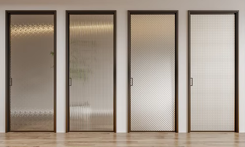 Modern swing door glass single door combination 3d model