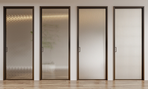 Modern swing door glass single door combination 3d model