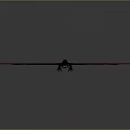 Flying Pterosaur With Red Wings And Black Body On Gray Background