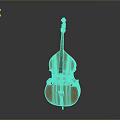 Red Wooden Double Bass with Carved Headstock for Home Living Decor