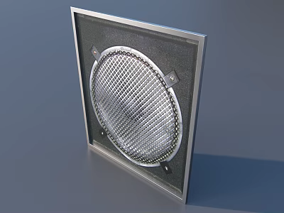 Modern Background Wall With Square Metal Frame And Round Mesh Panel Design 3d model