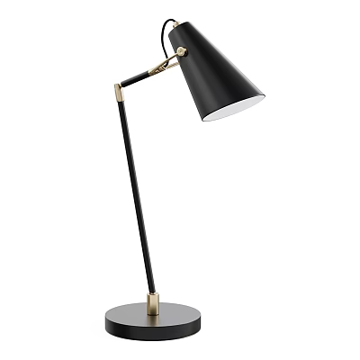 Modern Minimalist Table Lamp With Black Shade Adjustable Metal Arm And Round Base 3d model