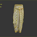 Traditional White Pants With Yellow Diamond Patterns And Decorative Yellow Belt