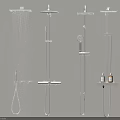 Modern Wall Mounted Shower Systems With Rainfall Heads Handheld Sprayers And Shelves 3d model
