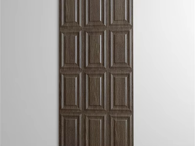 Detailed Wooden Carved Panel Sculpture with Rectangular Dark Wood Patterns 3d model