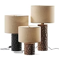 Modern Table Lamps With Beige Fabric Shades And Textured Black Brown Bases For Home Decor