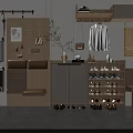 Modern Entryway Storage System Featuring Coat Rack Shoe Cabinet And Decorative Plants
