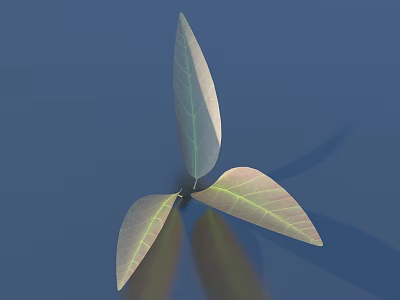 Three Leaf Plant With Green And Light Textured Leaves On Blue Background 3d model