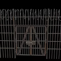 Iron Security Gate Featuring Grill Structure Lock And Spiked Top Design 3d model