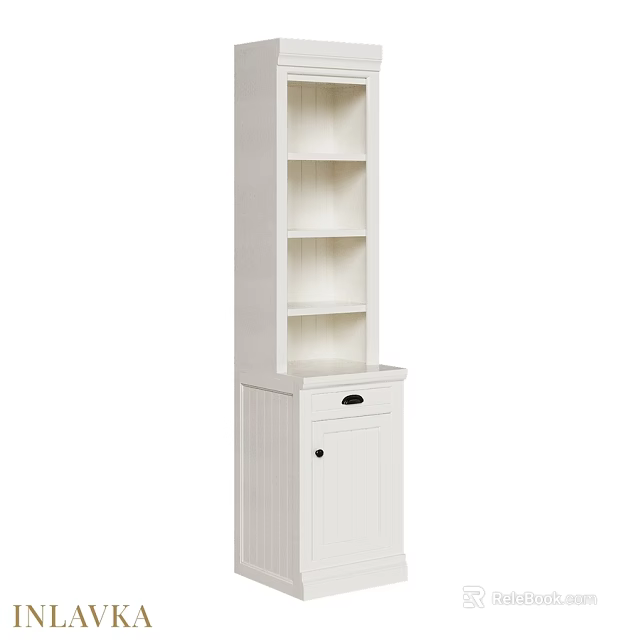White Chest of Drawers with Cabinet and Open Shelves for Home Storage 3d model 