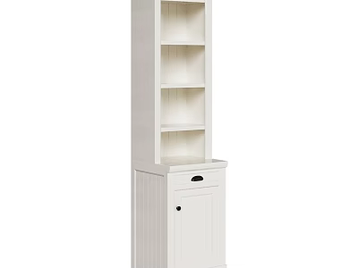 White Chest of Drawers with Cabinet and Open Shelves for Home Storage 3d model