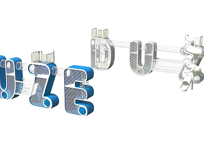 Wize Kids Kindergarten With 3D Blue And Gray Letters Creative Gear Design Elements 3d model