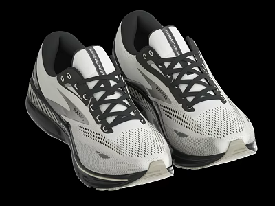 White and Black Running Shoes with Mesh Upper Black Laces Breathable Design and Comfortable Sole 3d model