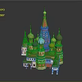 St. Basil's Cathedral 3D Model With Colorful Domes Red Architecture And Golden Spires