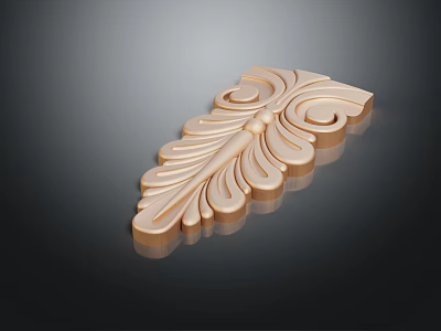 Ornate Golden Carving With Intricate Curved Feather Like Patterns 3d model