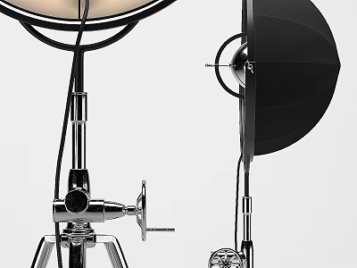 Modern Floor Lamp With Black Shade And Chrome Tripod Stand Design 3d model