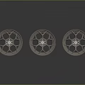 Car Parts Alloy Wheels Three Different Designs With Shiny Metal Finish And Reflective Surface