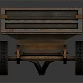Rustic Wooden Cart With Open Bed Structure And Four Wheels Design 3d model