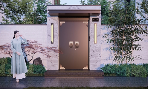 New Chinese Style Door Head Villa Door Head 3d model