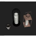 Vintage Decorative Household Items Including Glass Dome Timer Metal Frame Lantern And Small Canister