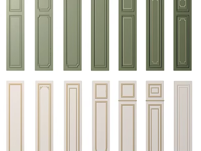 Various Decorative Wall Panels In Green And Beige With Different Patterns 3d model