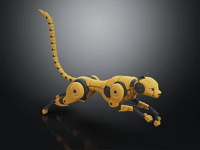 Yellow Cat Like Smart Machine Robot With Mechanical Design And Agile Posture 3d model