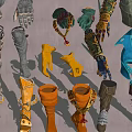 Assorted Style Leather Boots In Various Colors With Straps And Patterns