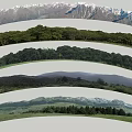 Natural Scenic Wall Backdrop Featuring Snowy Mountains Green Forests and Lush Grasslands