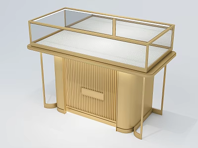 Shopping Mall Store Modern Gold Jewelry Display Counter With Glass Cover And Metal Frame 3d model