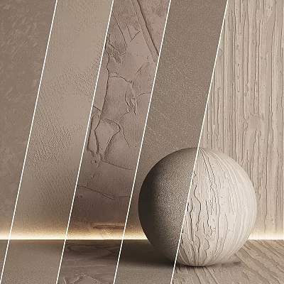 Architectural Components Featuring Textured Surfaces Wooden Patterns And Spherical Design Element 3d model