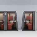 Public Facilities Enclosed Booths With Orange Seats And Glass Doors