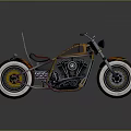 Custom Stylish Motorcycle With Red Seat Gold Black Body And White Rims