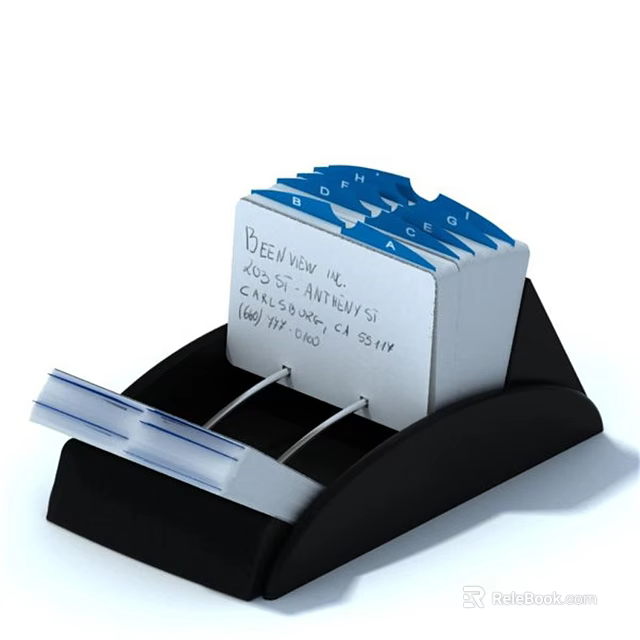 Black Business Card Holder With Stacked Business Cards For Office Organization 3d model 