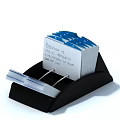 Black Business Card Holder With Stacked Business Cards For Office Organization