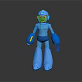Blue Robot Game Movie Character In Metallic Armor With Shiny Gloves And Boots